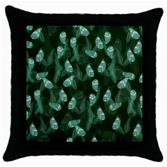 Plants Leaves Flowers Pattern Throw Pillow Case (black) by Ravend