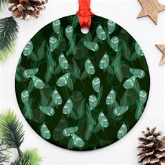 Plants Leaves Flowers Pattern Round Ornament (two Sides) by Ravend