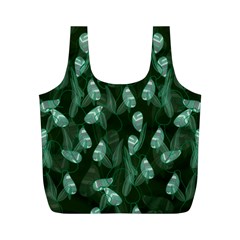 Plants Leaves Flowers Pattern Full Print Recycle Bag (m) by Ravend