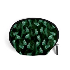 Plants Leaves Flowers Pattern Accessory Pouch (small) by Ravend