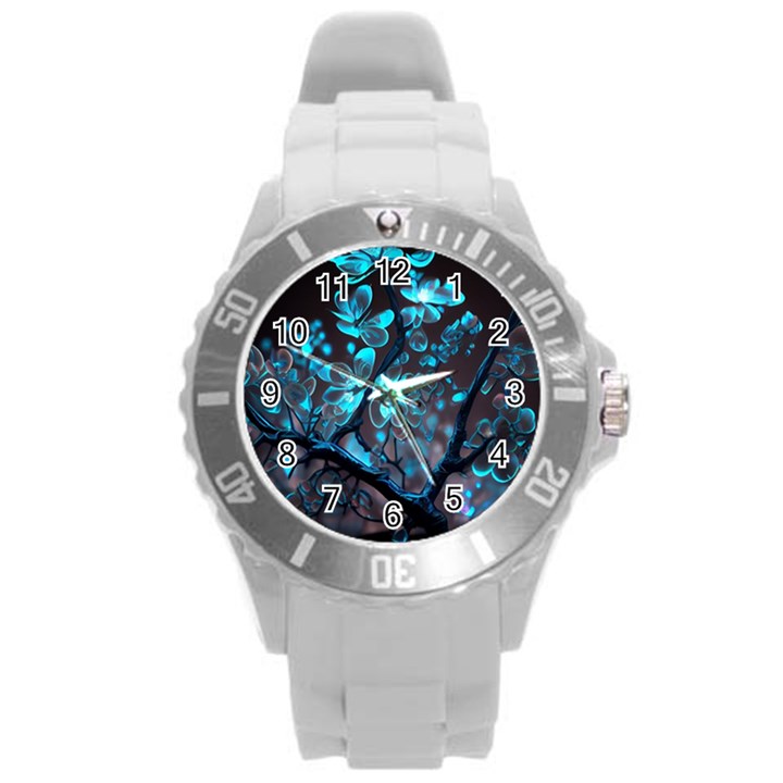 Art Ai Generated Cherry Blossom Blossoms Round Plastic Sport Watch (L)