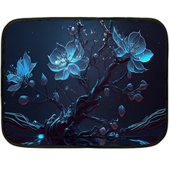 Ai Generated Cherry Blossom Blossoms Art One Side Fleece Blanket (mini) by Ravend