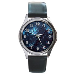 Ai Generated Cherry Blossom Blossoms Art Round Metal Watch by Ravend