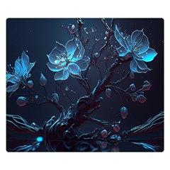 Ai Generated Cherry Blossom Blossoms Art One Side Premium Plush Fleece Blanket (small) by Ravend