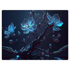 Ai Generated Cherry Blossom Blossoms Art Premium Plush Fleece Blanket (extra Small) by Ravend