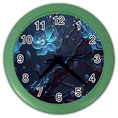 Ai Generated Cherry Blossom Blossoms Art Color Wall Clock by Ravend