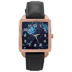 Ai Generated Cherry Blossom Blossoms Art Rose Gold Leather Watch  by Ravend