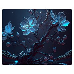 Ai Generated Cherry Blossom Blossoms Art Premium Plush Fleece Blanket (medium) by Ravend