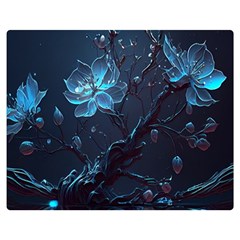 Ai Generated Cherry Blossom Blossoms Art One Side Premium Plush Fleece Blanket (medium) by Ravend