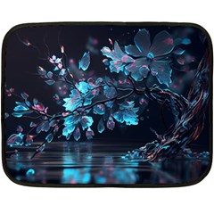 Ai Generated Cherry Blossom One Side Fleece Blanket (mini) by Ravend