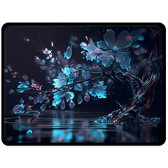 Ai Generated Cherry Blossom One Side Fleece Blanket (large) by Ravend