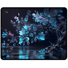 Ai Generated Cherry Blossom One Side Fleece Blanket (medium) by Ravend