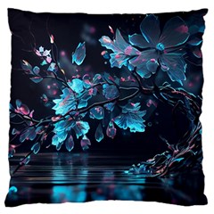 Ai Generated Cherry Blossom Large Premium Plush Fleece Cushion Case (one Side) by Ravend