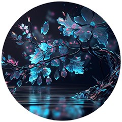 Ai Generated Cherry Blossom Wooden Puzzle Round by Ravend