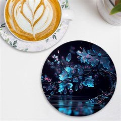 Ai Generated Cherry Blossom Uv Print Round Tile Coaster by Ravend