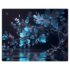 Ai Generated Cherry Blossom One Side Premium Plush Fleece Blanket (medium) by Ravend