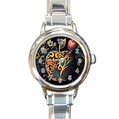 Ai Generated Apple Foliage Round Italian Charm Watch by Ravend