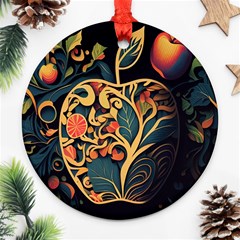 Ai Generated Apple Foliage Round Ornament (two Sides) by Ravend