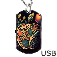 Ai Generated Apple Foliage Dog Tag Usb Flash (one Side) by Ravend