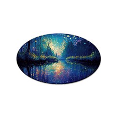 Oil Painting Night Scenery Fantasy Sticker (oval) by Ravend