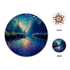 Oil Painting Night Scenery Fantasy Playing Cards Single Design (round) by Ravend