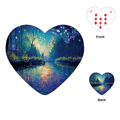 Oil Painting Night Scenery Fantasy Playing Cards Single Design (heart) by Ravend