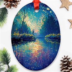 Oil Painting Night Scenery Fantasy Oval Ornament (two Sides) by Ravend