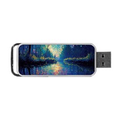 Oil Painting Night Scenery Fantasy Portable Usb Flash (one Side) by Ravend