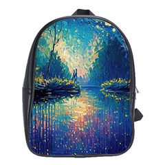 Oil Painting Night Scenery Fantasy School Bag (xl) by Ravend