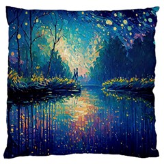 Oil Painting Night Scenery Fantasy Standard Premium Plush Fleece Cushion Case (one Side) by Ravend