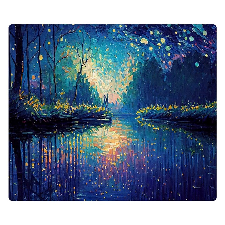 Oil Painting Night Scenery Fantasy Premium Plush Fleece Blanket (Small)