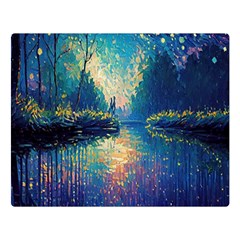 Oil Painting Night Scenery Fantasy Premium Plush Fleece Blanket (large) by Ravend