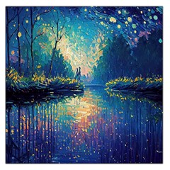 Oil Painting Night Scenery Fantasy Square Satin Scarf (36  X 36 ) by Ravend