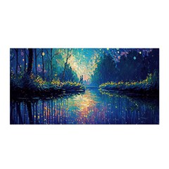 Oil Painting Night Scenery Fantasy Satin Wrap 35  X 70  by Ravend