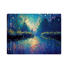 Oil Painting Night Scenery Fantasy One Side Premium Plush Fleece Blanket (mini) by Ravend