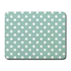 Light Blue And White Polka Dots Small Mousepad by GardenOfOphir