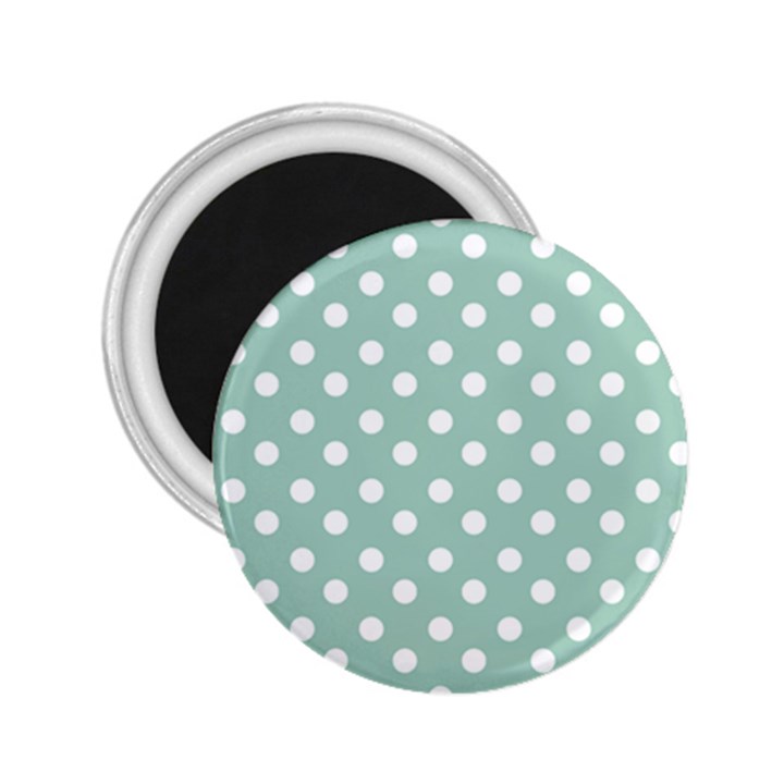 Light Blue And White Polka Dots 2.25  Magnets