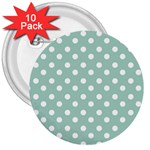 Light Blue And White Polka Dots 3  Buttons (10 pack)  Front