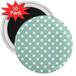 Light Blue And White Polka Dots 3  Magnets (10 pack)  Front