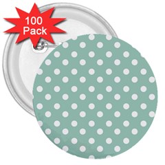 Light Blue And White Polka Dots 3  Buttons (100 Pack)  by GardenOfOphir