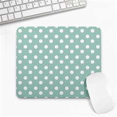 Light Blue And White Polka Dots Large Mousepad by GardenOfOphir