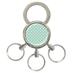 Light Blue And White Polka Dots 3-ring Key Chain by GardenOfOphir