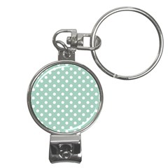 Light Blue And White Polka Dots Nail Clippers Key Chain