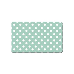 Light Blue And White Polka Dots Magnet (name Card) by GardenOfOphir