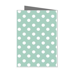 Light Blue And White Polka Dots Mini Greeting Cards (pkg Of 8) by GardenOfOphir