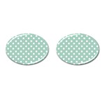 Light Blue And White Polka Dots Cufflinks (Oval) Front(Pair)