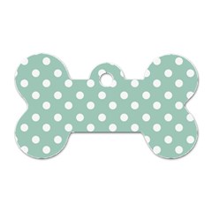 Light Blue And White Polka Dots Dog Tag Bone (two Sides) by GardenOfOphir