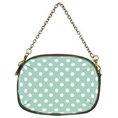 Light Blue And White Polka Dots Chain Purse (two Sides) by GardenOfOphir