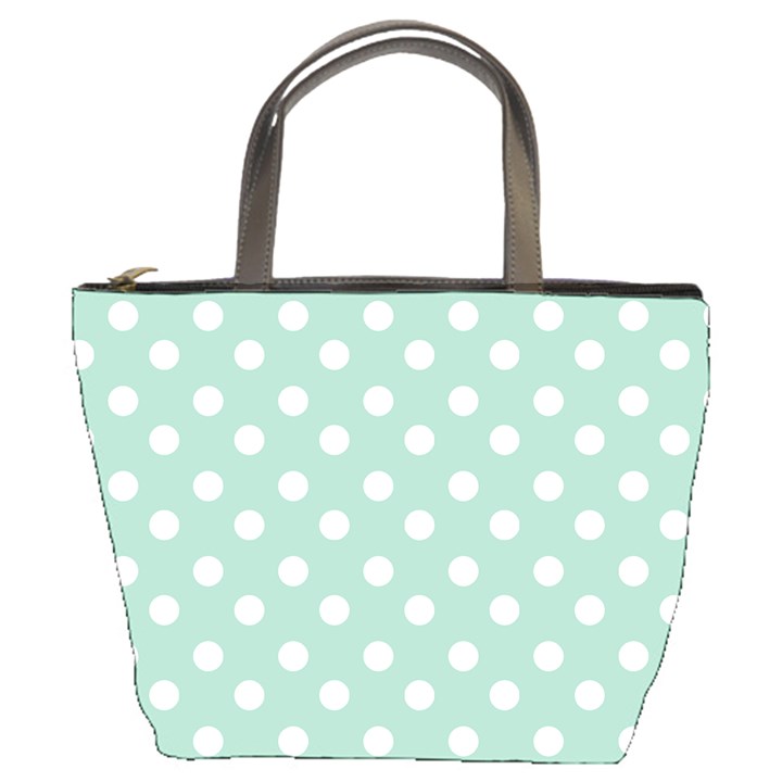 Light Blue And White Polka Dots Bucket Bag