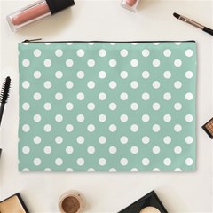 Light Blue And White Polka Dots Cosmetic Bag (xl) by GardenOfOphir